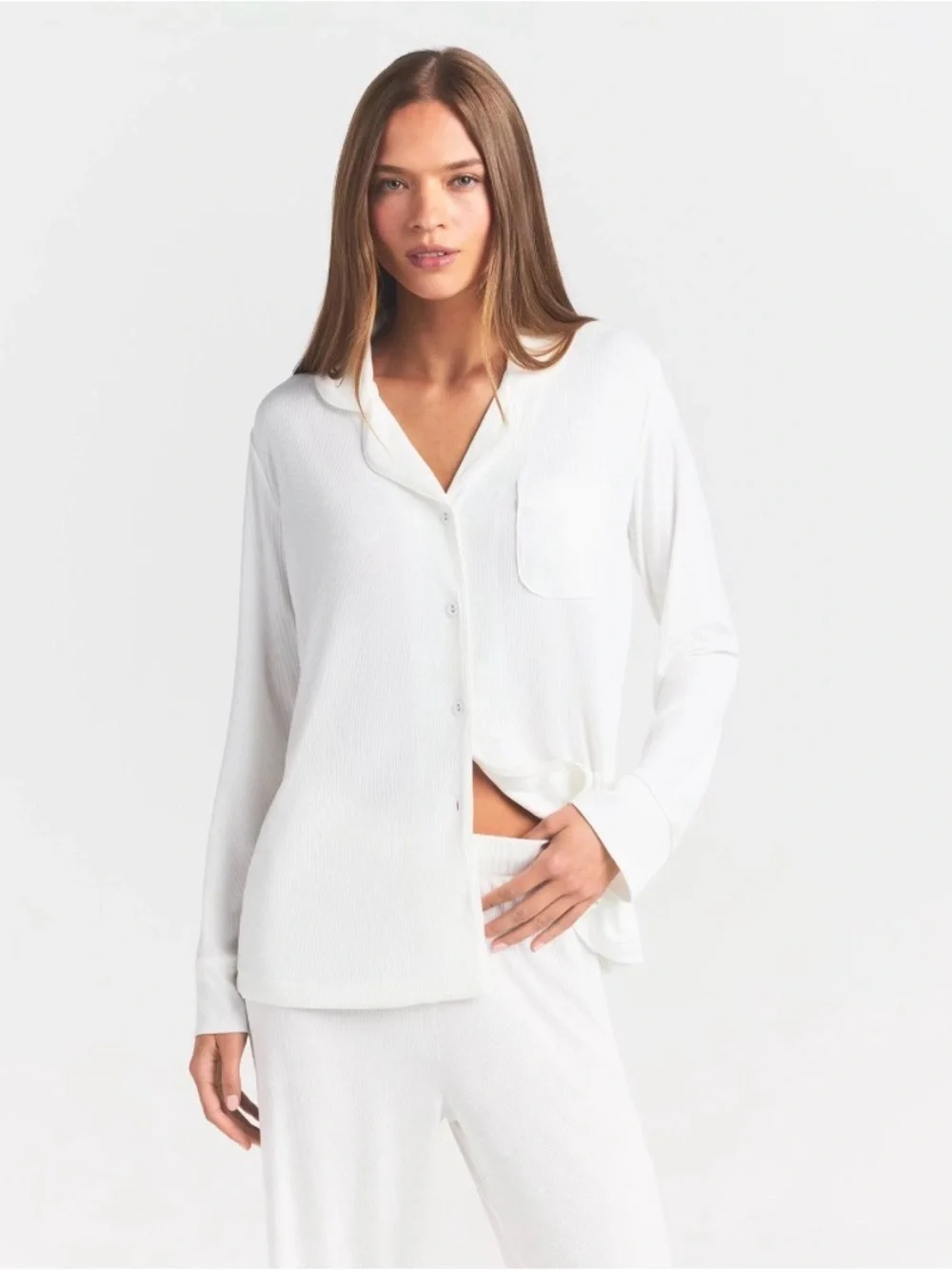Skims lounge sleeping Ribbed White Bralette Top